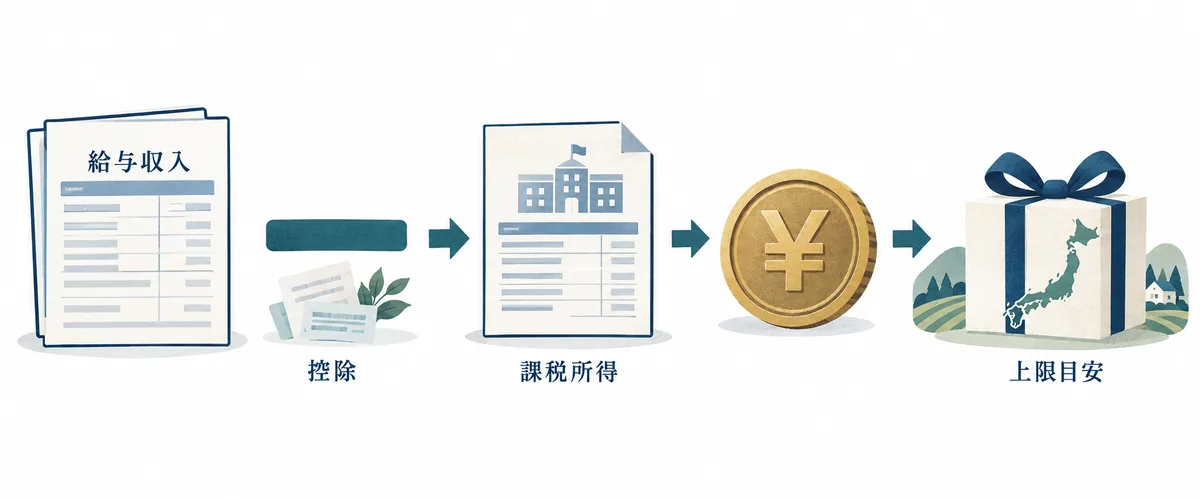 給与収入から控除と課税所得を確認してふるさと納税の上限目安を考える流れ